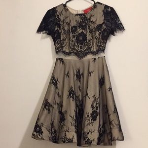 Akira formal dress with see through mesh waist